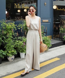 DHOLIC | リネン混スリーブレス&フルレングスパンツSET(タンクトップ)