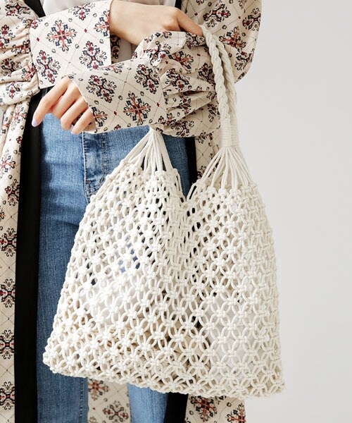 DHOLIC(ディーホリック)の「ペーパーネットトートバッグ(トートバッグ・レディース・ベージュ/ホワイト・FREE)」の2枚目の写真