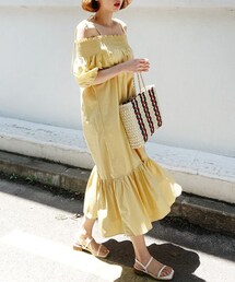 DHOLIC | シャーリングオフショルワンピース(ワンピース)