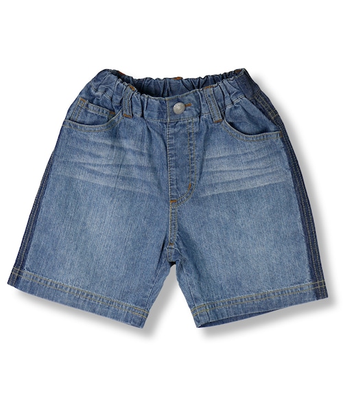 BRANSHES（ブランシェス）の「サイドライン加工デニムハーフパンツ（デニムパンツ・キッズ・ブルー/ネイビーブルー・80～150）」の2枚目の写真