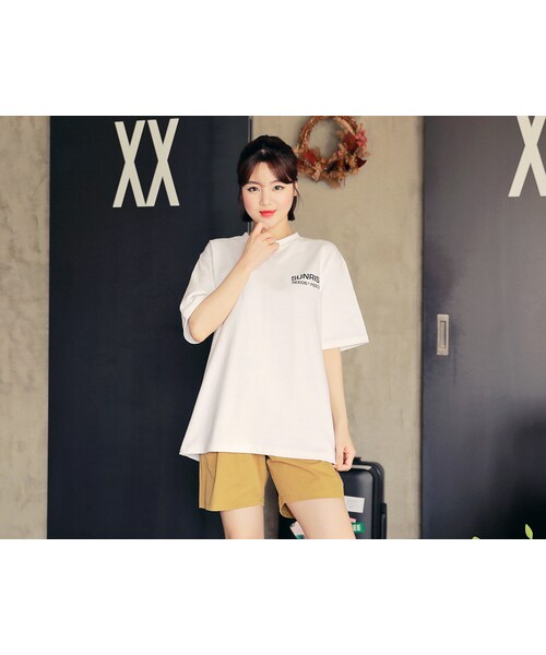 HOTPING（ホッピン）の「SUNRISEバックプリントTシャツ（Tシャツ/カットソー・レディース・イエロー/ホワイト/ブラック/グレー・フリーサイズ(XS-XL)）」の2枚目の写真