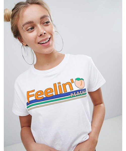 Bershka（ベルシュカ）の「Bershka feeling peachy slogan t