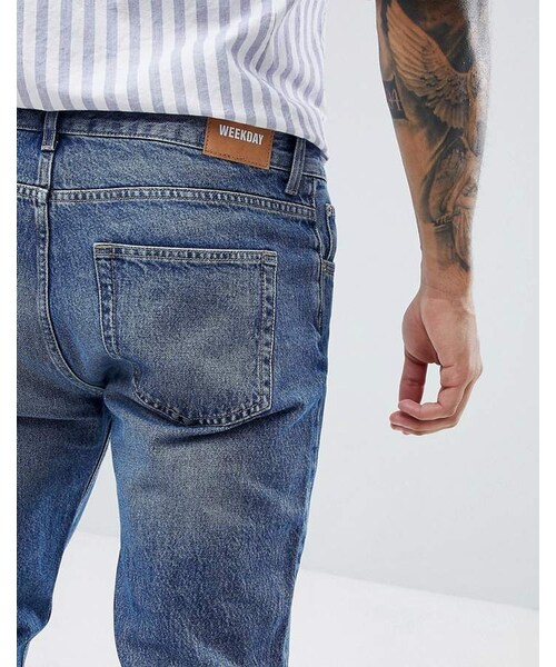 WEEKDAY（ウィークデイ）の「Weekday Sunday Mint Blue Tapered Jeans（デニムパンツ・メンズ・Blue・W31 L32/W30 L30/W34 L34/W30 L32/W32 L34/W32 L32/W34 L32/W30 L34）」の4枚目の写真