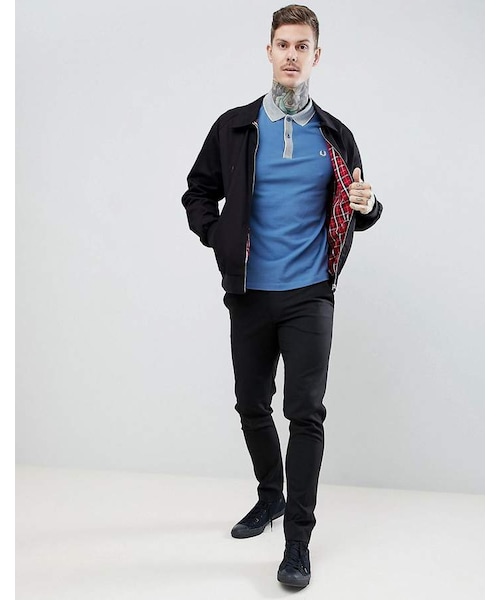 FRED PERRY(フレッドペリー)の「Fred Perry Riviera Striped Collar Pique Polo In Blue(ポロシャツ・メンズ・F54・S/XXL/L/M/XS/XL)」の4枚目の写真