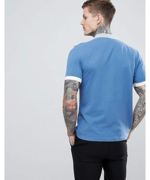 FRED PERRY(フレッドペリー)の「Fred Perry Riviera Striped Collar Pique Polo In Blue(ポロシャツ・メンズ・F54・S/XXL/L/M/XS/XL)」の2枚目の写真