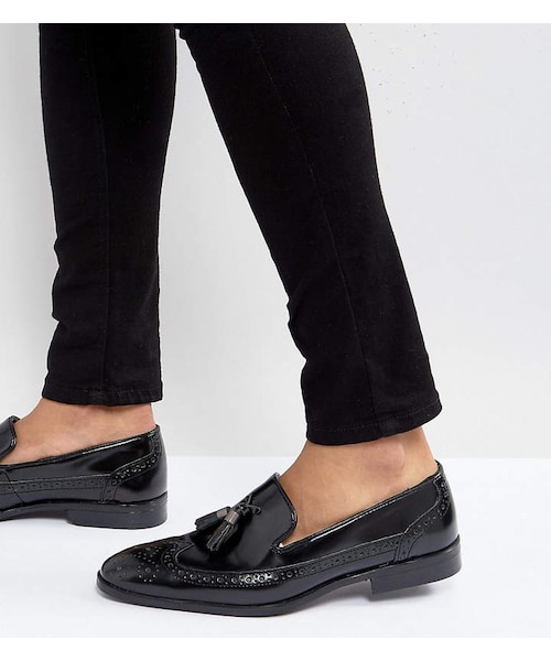 asos black leather loafers