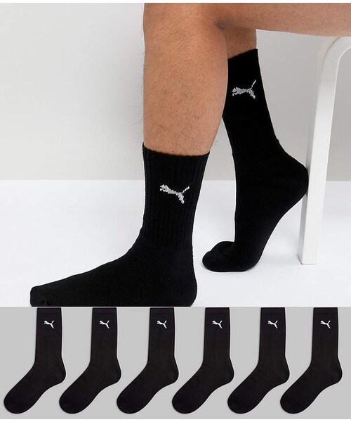 Puma（プーマ）の「Puma 6 Pack Regular Crew Socks In Black（ソックス/靴下）」 - WEAR