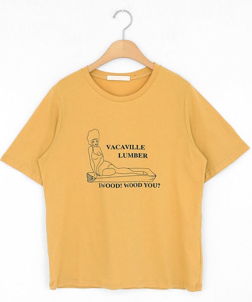 DHOLIC（ディーホリック）の「レタリングイラストTシャツ（Tシャツ/カットソー・レディース・ベージュ/ホワイト/イエロー・FREE）」の3枚目の写真