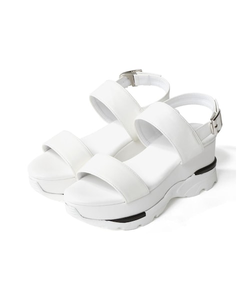 GRL（グレイル）の「ダブルベルト厚底スポーツサンダル（サンダル・レディース・ブラック/ホワイト・24.5）」の2枚目の写真