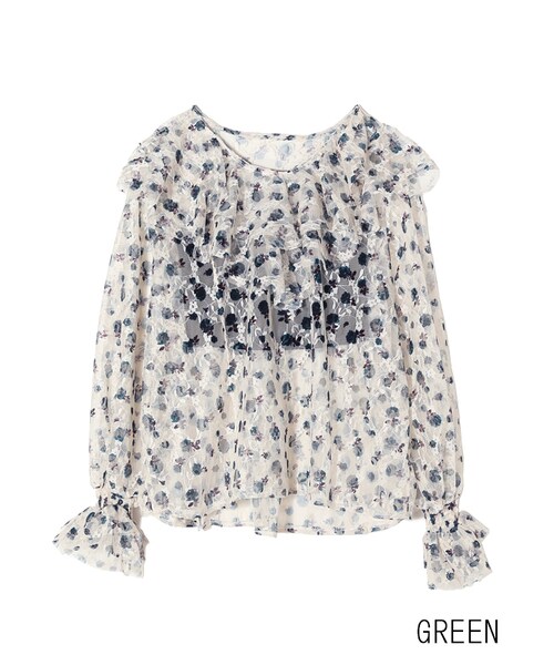 frunco（フランコ）の「フラワーチュール×フラワープリントブラウス（シャツ/ブラウス・レディース・ブルー/グリーン・F）」の2枚目の写真