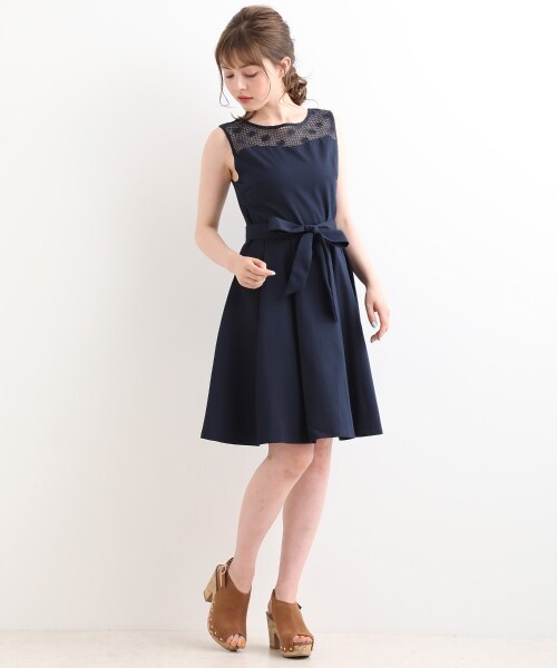 MAJESTIC LEGON(マジェスティックレゴン)の「レース切替ノースリワンピース(ワンピース/ドレス・レディース・ブルー/ピンク/ネイビー・M)」の13枚目の写真