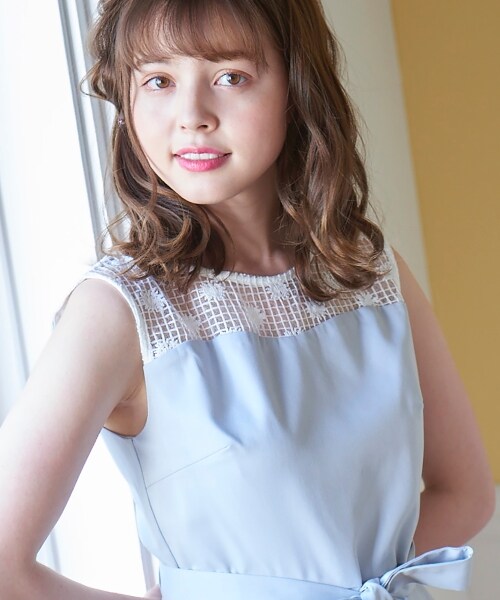 MAJESTIC LEGON(マジェスティックレゴン)の「レース切替ノースリワンピース(ワンピース/ドレス・レディース・ブルー/ピンク/ネイビー・M)」の8枚目の写真