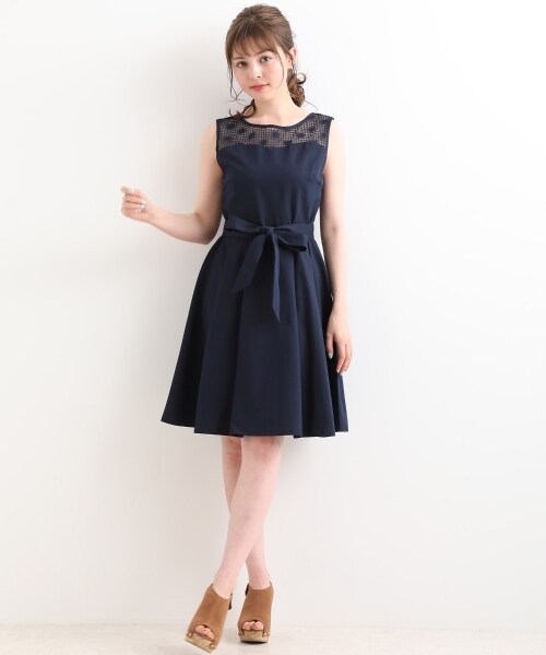 MAJESTIC LEGON(マジェスティックレゴン)の「レース切替ノースリワンピース(ワンピース/ドレス・レディース・ブルー/ピンク/ネイビー・M)」の12枚目の写真