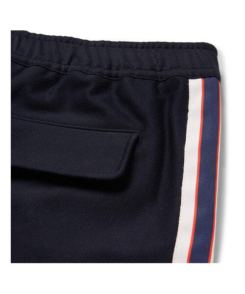 GUCCI（グッチ）の「Gucci Slim-Fit Cropped Webbing-Trimmed Cotton-Piqué Drawstring Trousers（その他パンツ・メンズ・Blue・It52/It46/It50/It54/It56）」の4枚目の写真