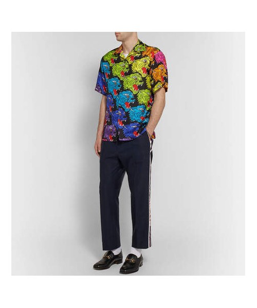 GUCCI（グッチ）の「Gucci Slim-Fit Cropped Webbing-Trimmed Cotton-Piqué Drawstring Trousers（その他パンツ・メンズ・Blue・It52/It46/It50/It54/It56）」の3枚目の写真