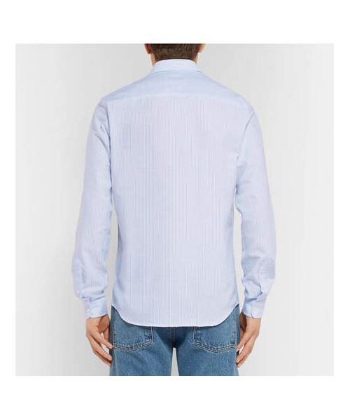 ami（アミ）の「AMI Button-Down Collar Striped Cotton Oxford Shirt（シャツ/ブラウス・メンズ・Blue・Eu40/Eu41/Eu42/Eu39/Eu38/Eu43）」の2枚目の写真