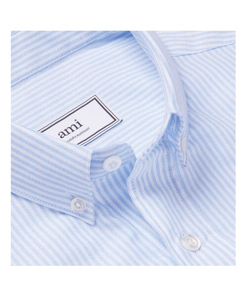 ami（アミ）の「AMI Button-Down Collar Striped Cotton Oxford Shirt（シャツ/ブラウス・メンズ・Blue・Eu40/Eu41/Eu42/Eu39/Eu38/Eu43）」の5枚目の写真