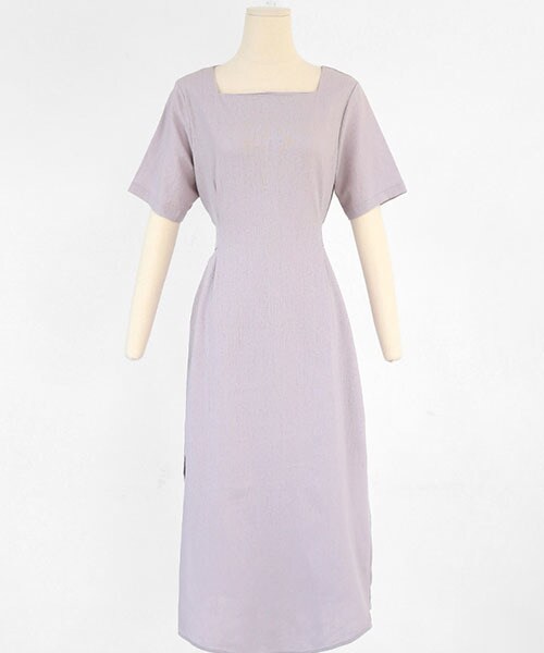 DHOLIC（ディーホリック）の「スクエアネックウエストタイワンピース（ワンピース・レディース・イエロー/ブルー/パープル/ホワイト・FREE）」の4枚目の写真