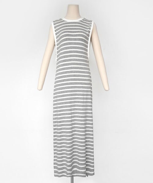DHOLIC（ディーホリック）の「ボーダースリーブレスワンピース（ワンピース・レディース・ブラック/ホワイト/グレー・FREE）」の3枚目の写真