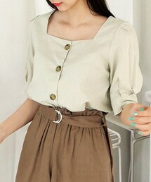 DHOLIC | スクエアネックボタンブラウス(シャツ/ブラウス)
