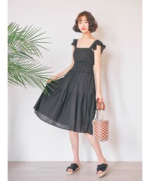 KORMARCH | 肩フリルロングワンピース(ワンピース)