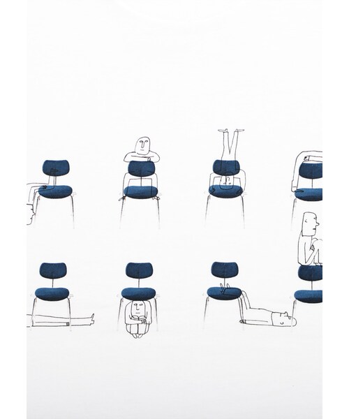 Design Tshirts Store graniph（デザイン　ティーシャツ　ストア　グラニフ）の「ヨガ オン チェア (セージ ブロック)（トップス・ホワイト・SS/S/M/L）」の3枚目の写真