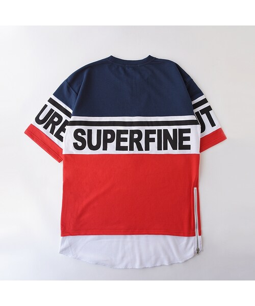 Number8 SURF CLUB（ナンバーエイトサーフクラブ）の「サイドZIP裾フェイクレイヤードBIGＴシャツ（トリコロール）（Tシャツ/カットソー・レディース・トリコロール・L/M）」の2枚目の写真