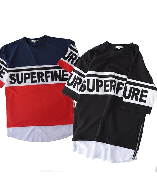 Number8 SURF CLUB（ナンバーエイトサーフクラブ）の「サイドZIP裾フェイクレイヤードBIGＴシャツ（トリコロール）（Tシャツ/カットソー・レディース・トリコロール・L/M）」の3枚目の写真