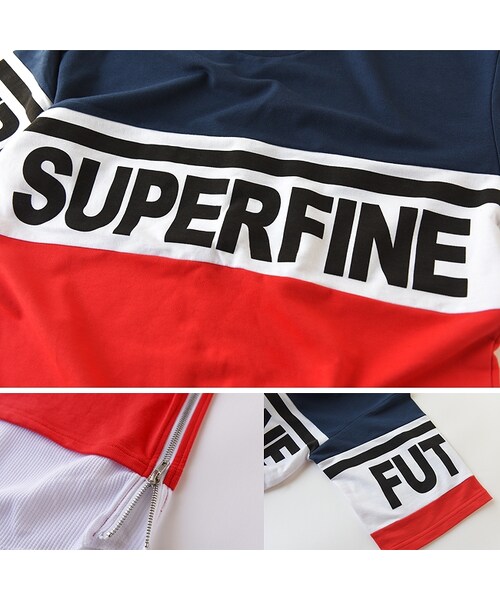 Number8 SURF CLUB（ナンバーエイトサーフクラブ）の「サイドZIP裾フェイクレイヤードBIGＴシャツ（トリコロール）（Tシャツ/カットソー・レディース・トリコロール・L/M）」の4枚目の写真