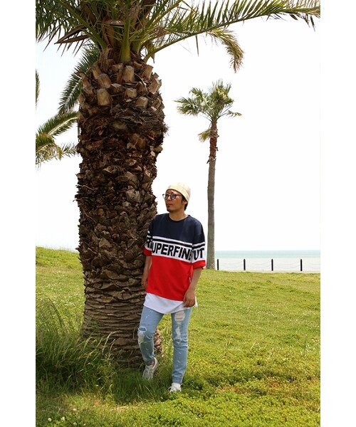 Number8 SURF CLUB（ナンバーエイトサーフクラブ）の「サイドZIP裾フェイクレイヤードBIGＴシャツ（トリコロール）（Tシャツ/カットソー・レディース・トリコロール・L/M）」の7枚目の写真