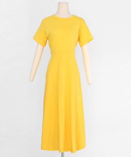 DHOLIC(ディーホリック)の「ウエストタイロングフレアワンピース(ワンピース・レディース・ブラック/イエロー・FREE)」の2枚目の写真