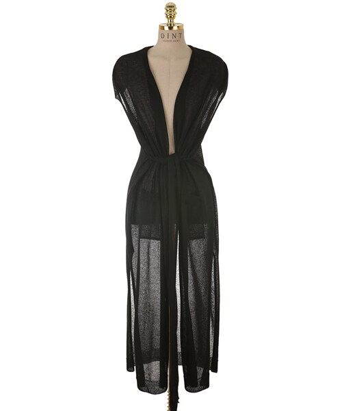 DINT(ディント)の「ダブルアウトスリットリネンロングカーディガン(その他アウター・レディース・베이지/화이트/그린/블랙・one(44~66size))」の3枚目の写真
