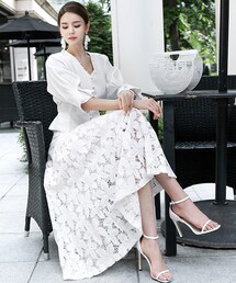 DINT | モチーフレースフレアロングスカート(スカート)