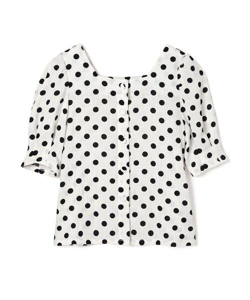 GRL（グレイル）の「スクエアネックパワショルドットブラウス（シャツ/ブラウス・レディース・ラベンダー/ブラック/オフホワイト・M）」の2枚目の写真