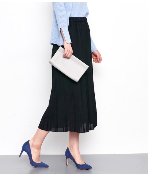 ADAM ET ROPE'(アダムエロペ)の「ランダムプリーツタイトスカート(スカート・レディース・ブラック/カーキ/カラシ・F)」の1枚目の写真