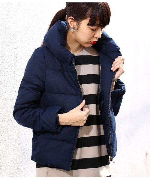 ADAM ET ROPE'（アダムエロペ）の「ボリュームカラーショートダウン（ジャケット/アウター・レディース・グレー/ベージュ/ネイビー・38）」の3枚目の写真