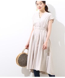 ROPE' | ヘンリーネックストライプギャザーワンピース(ワンピース/ドレス)