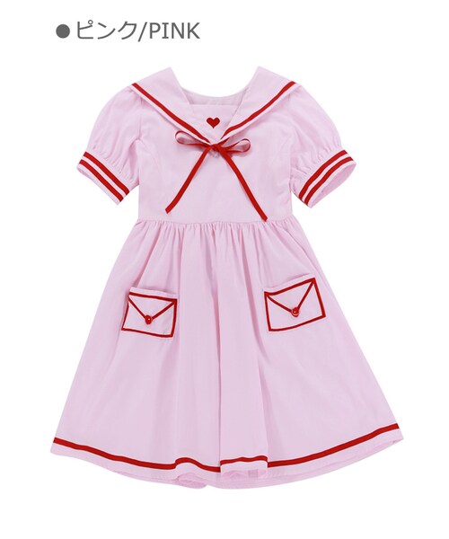 Bobon21（ボボンニジュウイチ）の「ガーリーセーラーワンピース-全2色-（ワンピース・レディース・ホワイト/ピンク・S/M/L）」の2枚目の写真