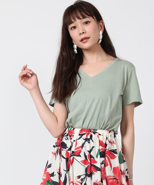 FREAK'S STORE(フリークスストア)の「汗ジミ防止 VネックTEE(その他・ホワイト/グレー/ブラック/ベージュ/ブルーグリーン・FREE)」の22枚目の写真