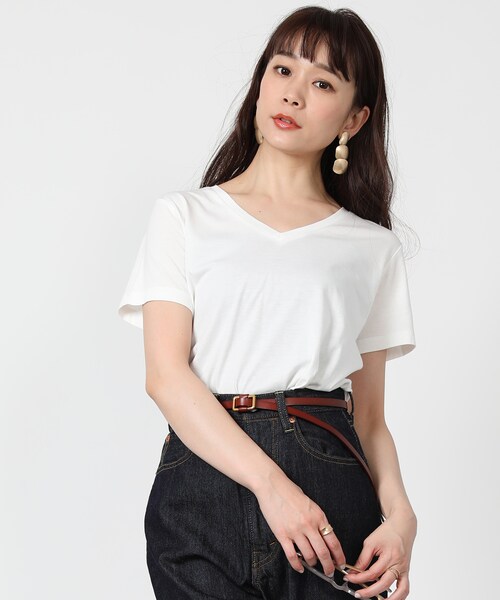 FREAK'S STORE(フリークスストア)の「汗ジミ防止 VネックTEE(その他・ホワイト/グレー/ブラック/ベージュ/ブルーグリーン・FREE)」の18枚目の写真