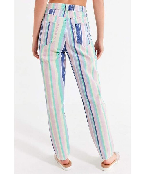 rainbow striped mom jeans
