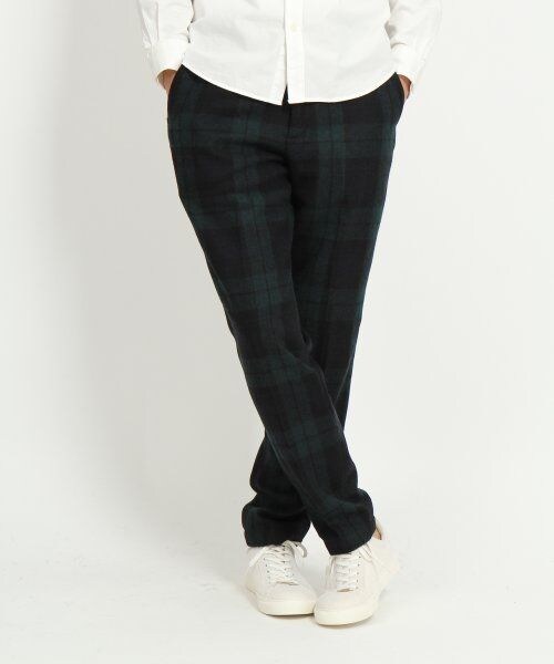 GLOBAL WORK（グローバルワーク）の「ウールチェックトラウザー（パンツ・メンズ・グリーン75/ブラウン55・Ｌ/Ｍ/Ｓ）」の2枚目の写真