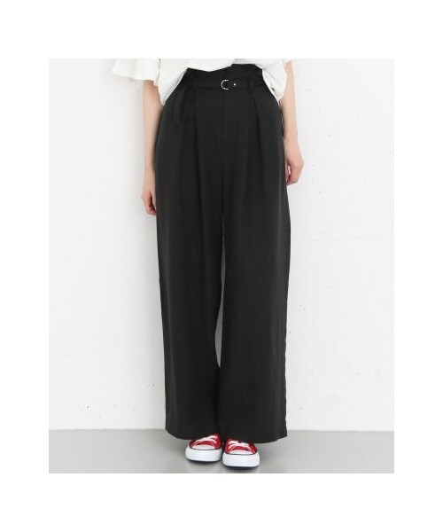 KBF（ケイビーエフ）の「KBF+ ウエストベルトタックワイドパンツ（パンツ・レディース・L.BEIGE/LIME/BLACK・one）」の4枚目の写真