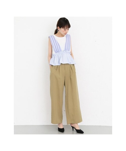 KBF（ケイビーエフ）の「KBF+ ウエストベルトタックワイドパンツ（パンツ・レディース・L.BEIGE/LIME/BLACK・one）」の7枚目の写真