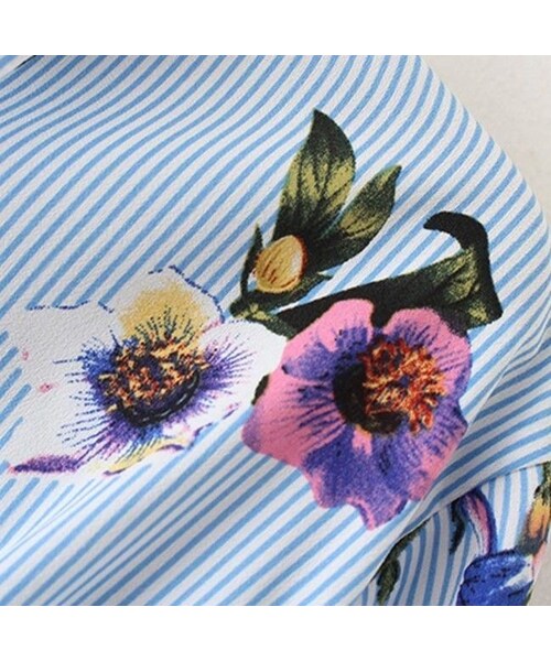 ZARA（ザラ）の「ストライプ花柄シャツロングワンピース 長袖