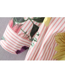 【ザラ】ストライプ×カラフル フラワー花柄 ロング シャツ ワンピース S黒×白 ザラ】ストライプ×カラフル フラワー花柄 ロング シャツ