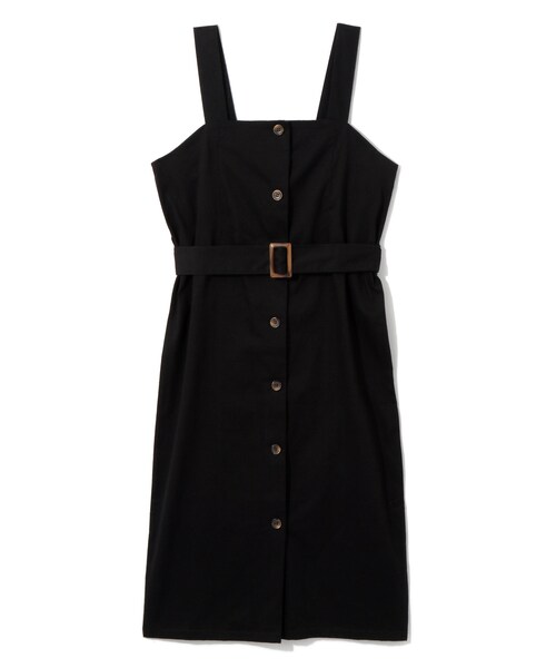 GRL（グレイル）の「ベルト付きツイルジャンスカ（ジャンパースカート・レディース・ベージュ/ブラック・M）」の2枚目の写真