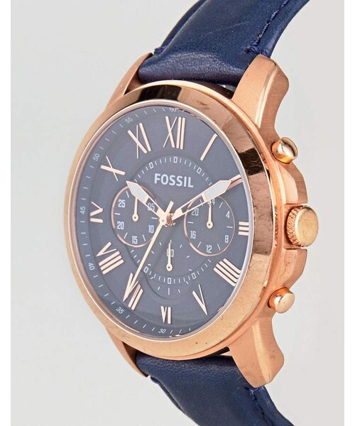 FOSSIL(フォッシル)の「Fossil FS4835 Grant Chronograph Leather Watch In Blue(アナログ腕時計・メンズ・Blue・One Size)」の2枚目の写真
