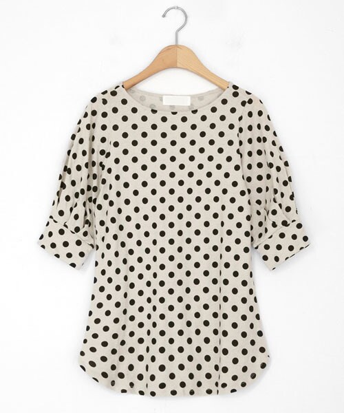 DHOLIC（ディーホリック）の「パフスリーブドットTシャツ（Tシャツ/カットソー・レディース・グリーン/ベージュ/ブラウン/ピンク・FREE）」の3枚目の写真