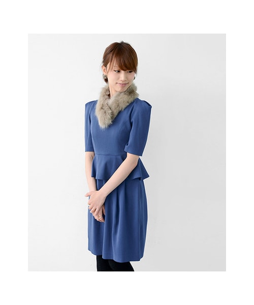 URBAN RESEARCH（アーバンリサーチ）の「LUXETURE　ペプラムワンピース（ワンピース/ドレス・レディース・ネイビー/ブルー・M/S）」の4枚目の写真